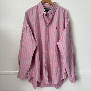 Ralph Lauren Stripe Vintage Button Down Classic Red Blue White Top XXL